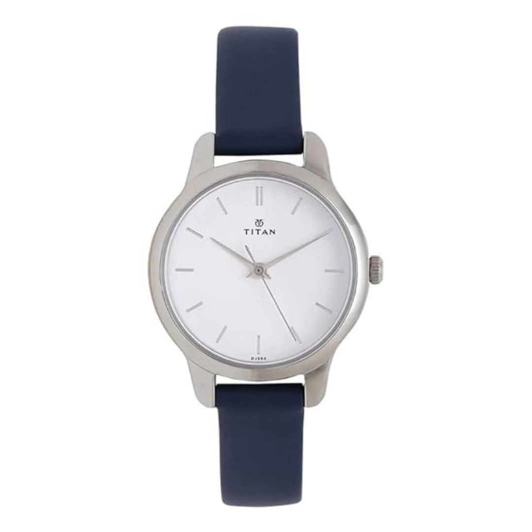 TITAN 2481SL10 White Dial Leather Strap Analog Women Watch