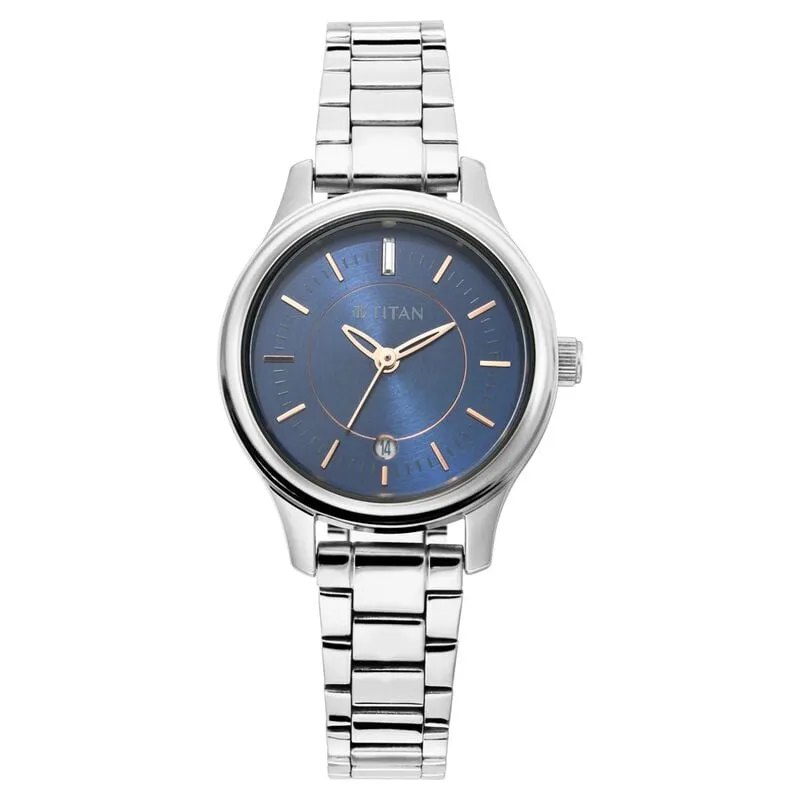 Titan 2638SM01 Blue Dial Quartz Analog Stainless Steel Women's Watch