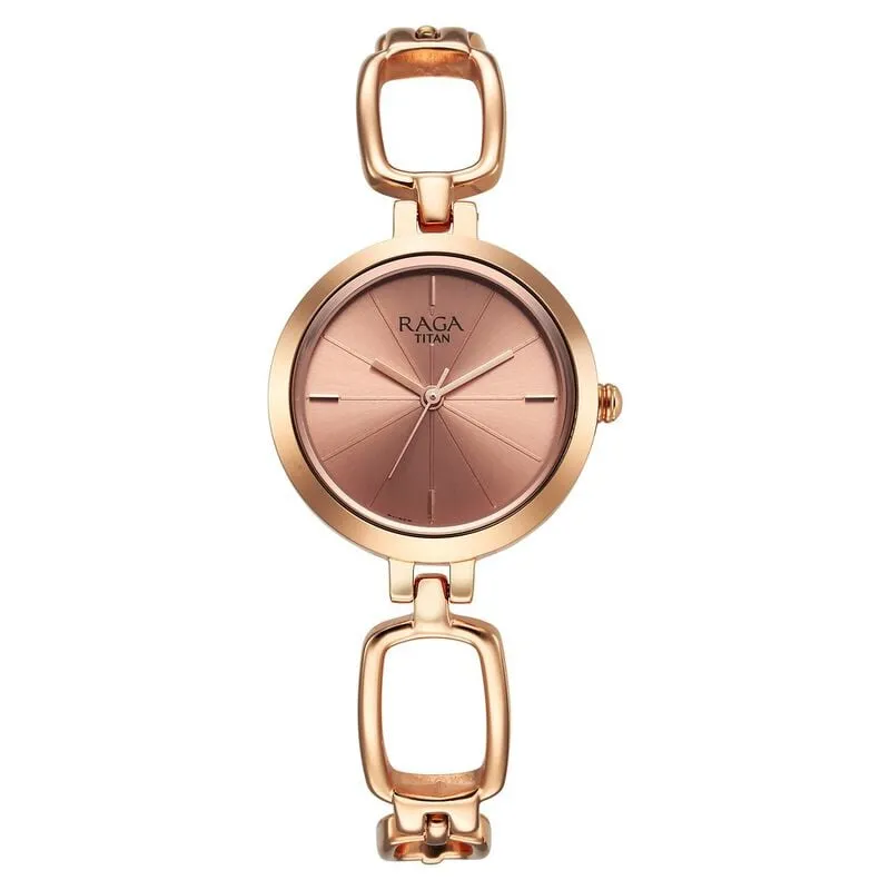 Titan 2725WM01 Raga Rose Gold Dial Analog Leather Belt Women's Watch