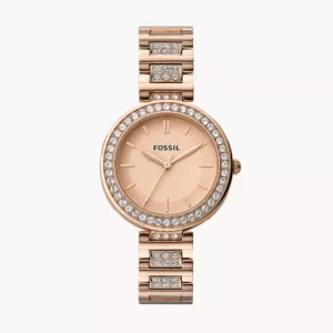 Fossil BQ3181 Karli Three-Hand Rose Gold-Tone Stainless Steel Ladies Watch