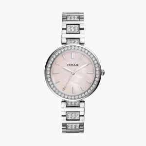 Fossil BQ3182 Karli Three-Hand Silver-Tone Stainless Steel Ladies Watch