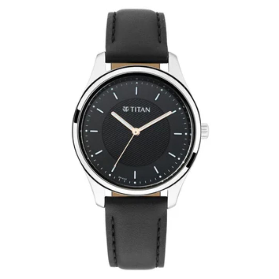 Titan NP2639SL01 Black Analog Leather Belt Women's Watch